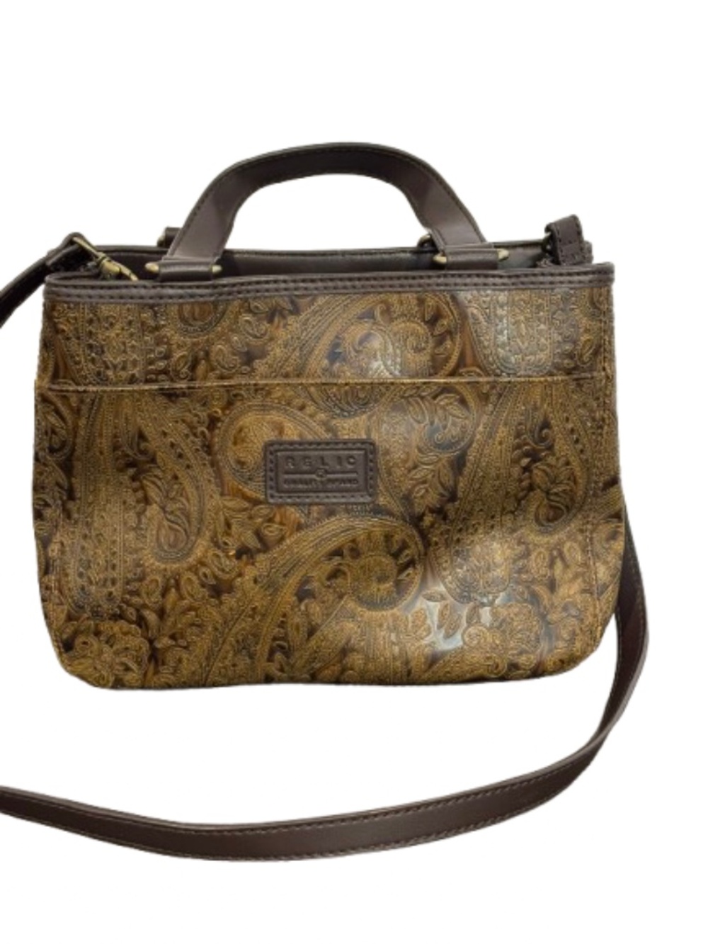Relic by Fossil Paisley Embossed Vegan Leather Crossbody Handbag - Brown Carmel